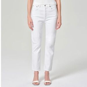 Agolde Riley High Rise Straight Crop Jeans (Stretch)